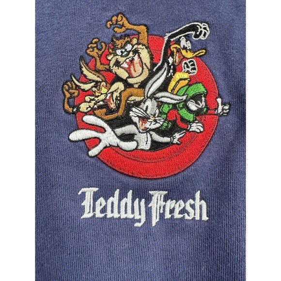 Teddy Fresh X Looney Tunes retro Embroidered Color Block Hoodie Sweatshirt XS - Picture 4 of 11